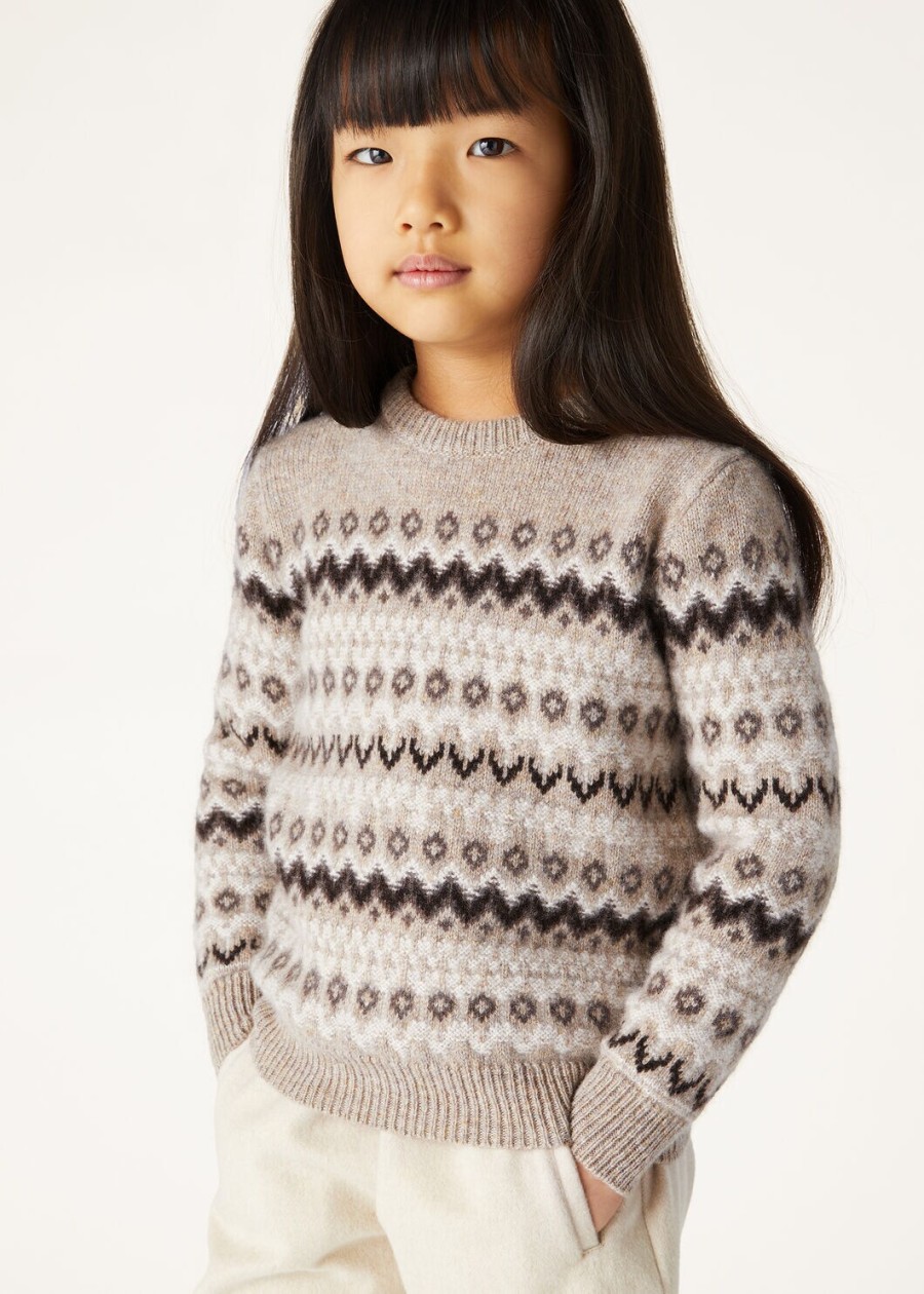 kinder alpe pile crewneck kasjmier beigeshadow melange