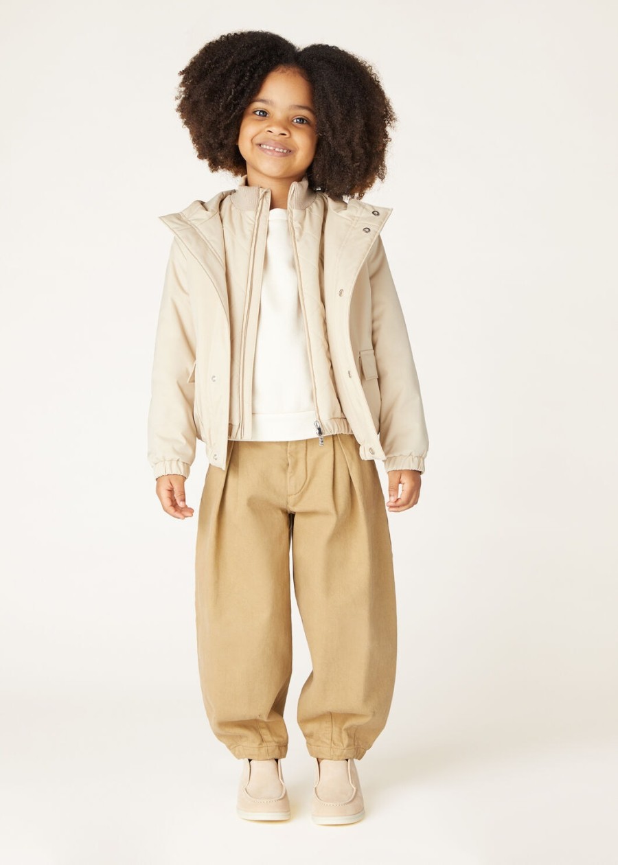 kinder whitney crewneck katoen zijde kasjmier nougat