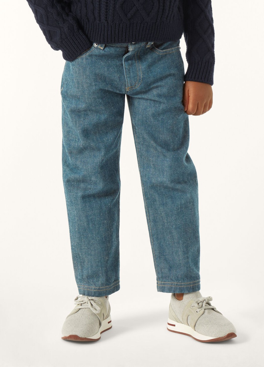 joey denim broek voor kinderen indigo katoen gewassen groen