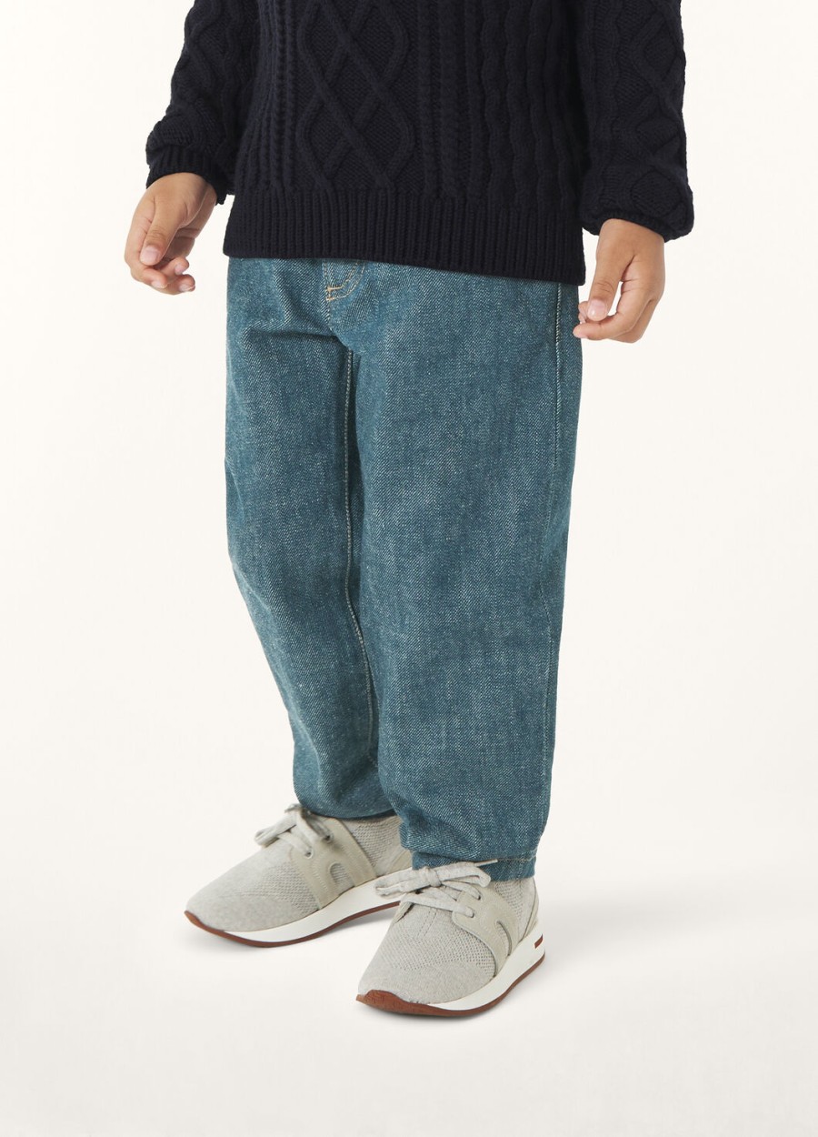 joey denim broek voor kinderen indigo katoen gewassen groen