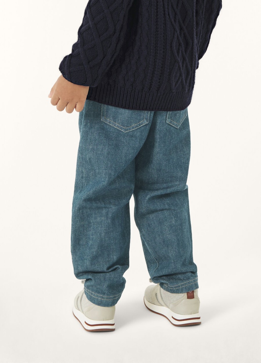 joey denim broek voor kinderen indigo katoen gewassen groen