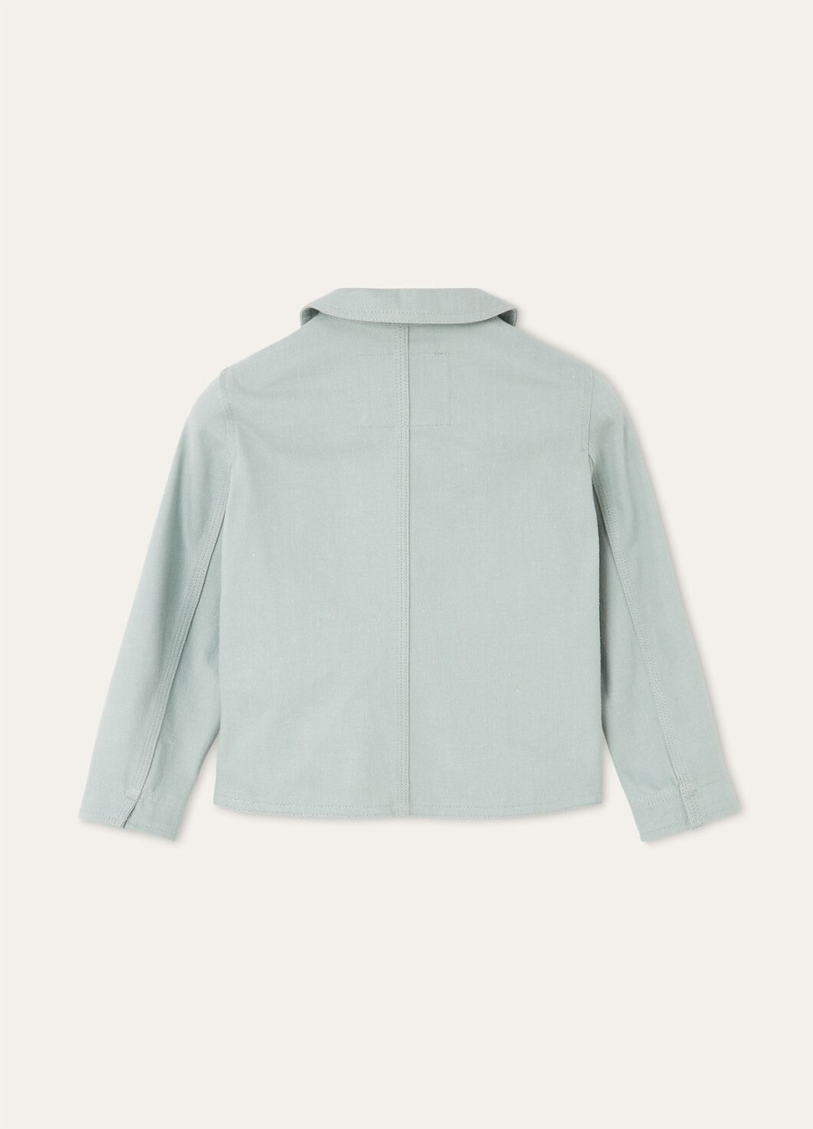 farley kinderjasje van denim met bloemen en azuurblauwe cactus