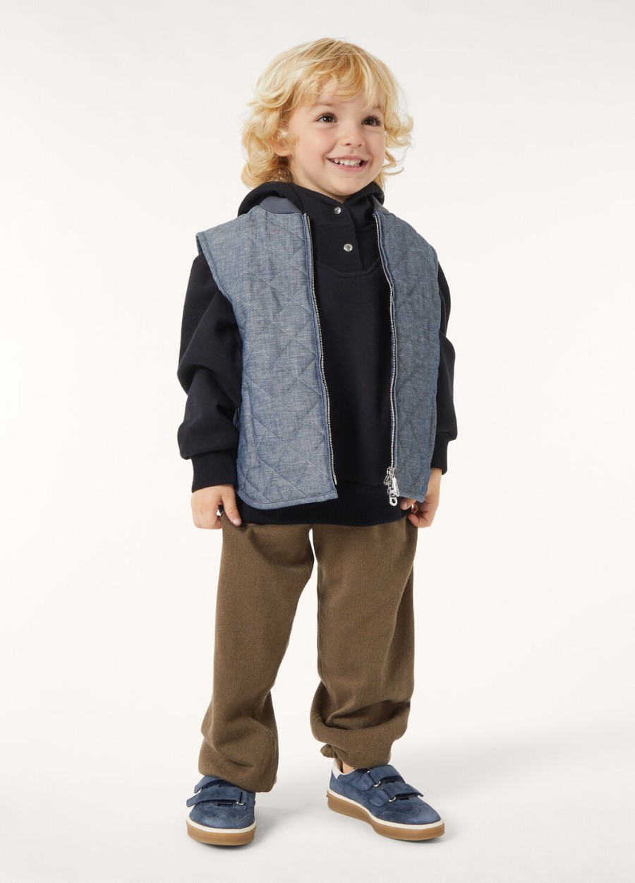 viera-sweatshirt voor kinderen van katoen zijde en kasjmier marineblauw.