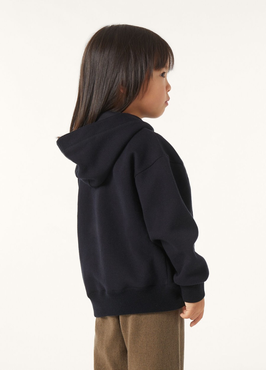 viera-sweatshirt voor kinderen van katoen zijde en kasjmier marineblauw.