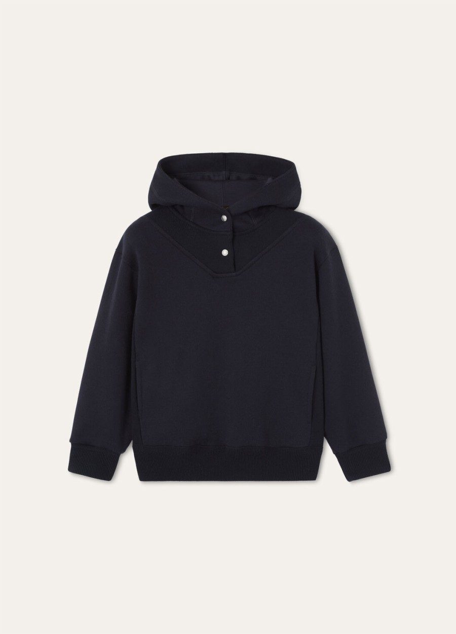 viera-sweatshirt voor kinderen van katoen zijde en kasjmier marineblauw.