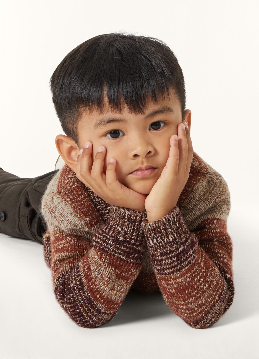 kinder kaleidos crewneck zijde kasjmier kashanootmuskaatboysenberry