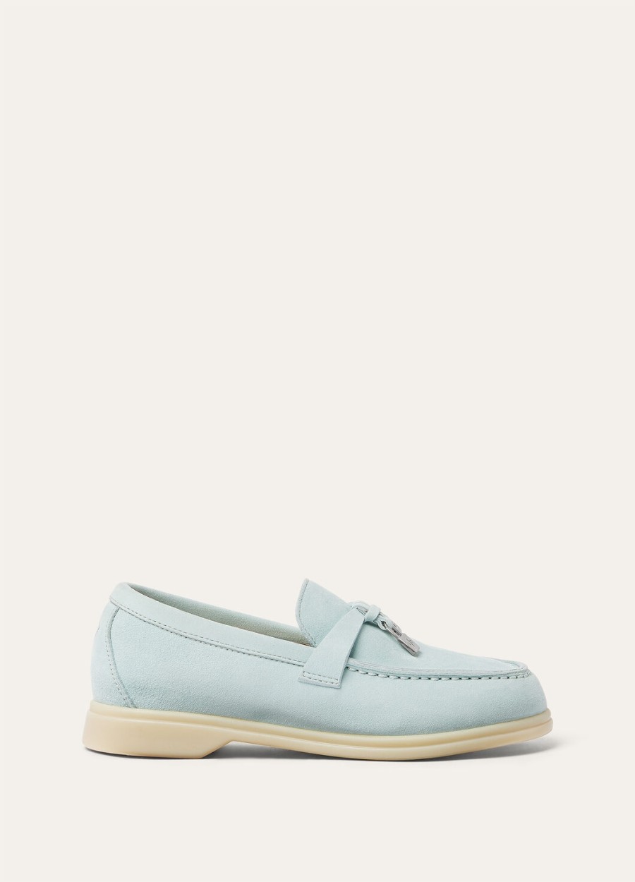 summer charms walk loafers voor kinderen suède azuurblauw en saffierkleurig.