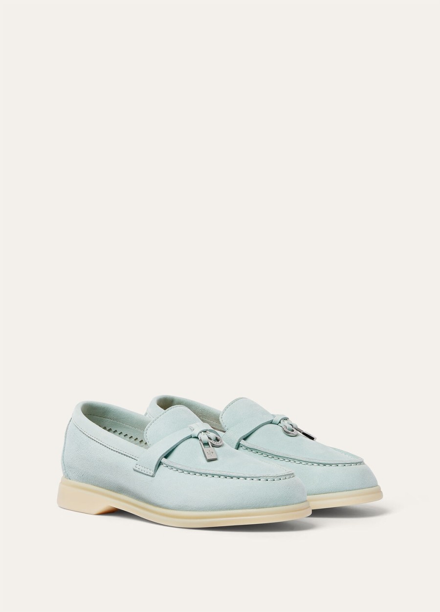 summer charms walk loafers voor kinderen suède azuurblauw en saffierkleurig.