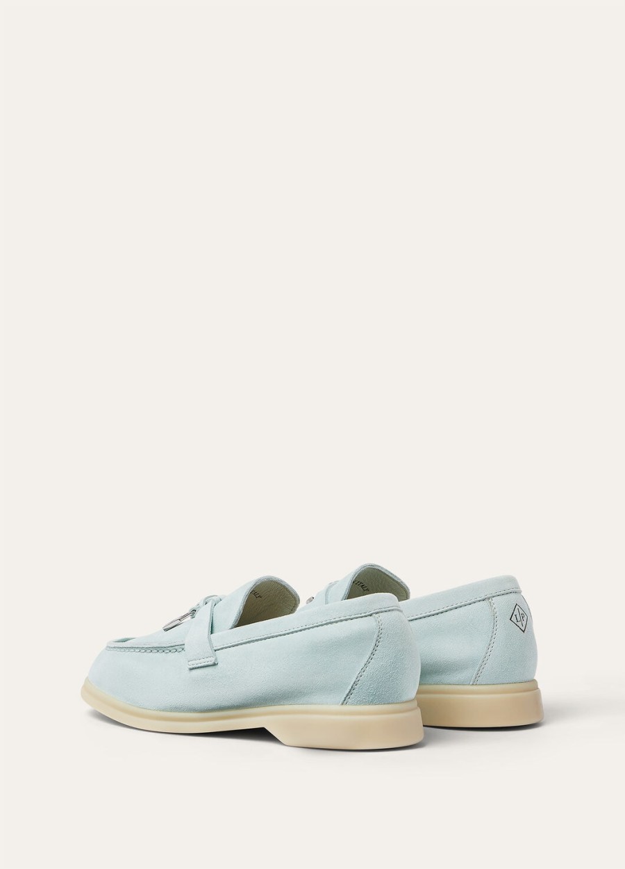 summer charms walk loafers voor kinderen suède azuurblauw en saffierkleurig.