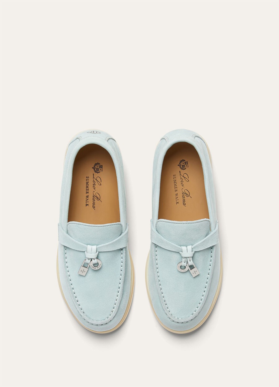 summer charms walk loafers voor kinderen suède azuurblauw en saffierkleurig.
