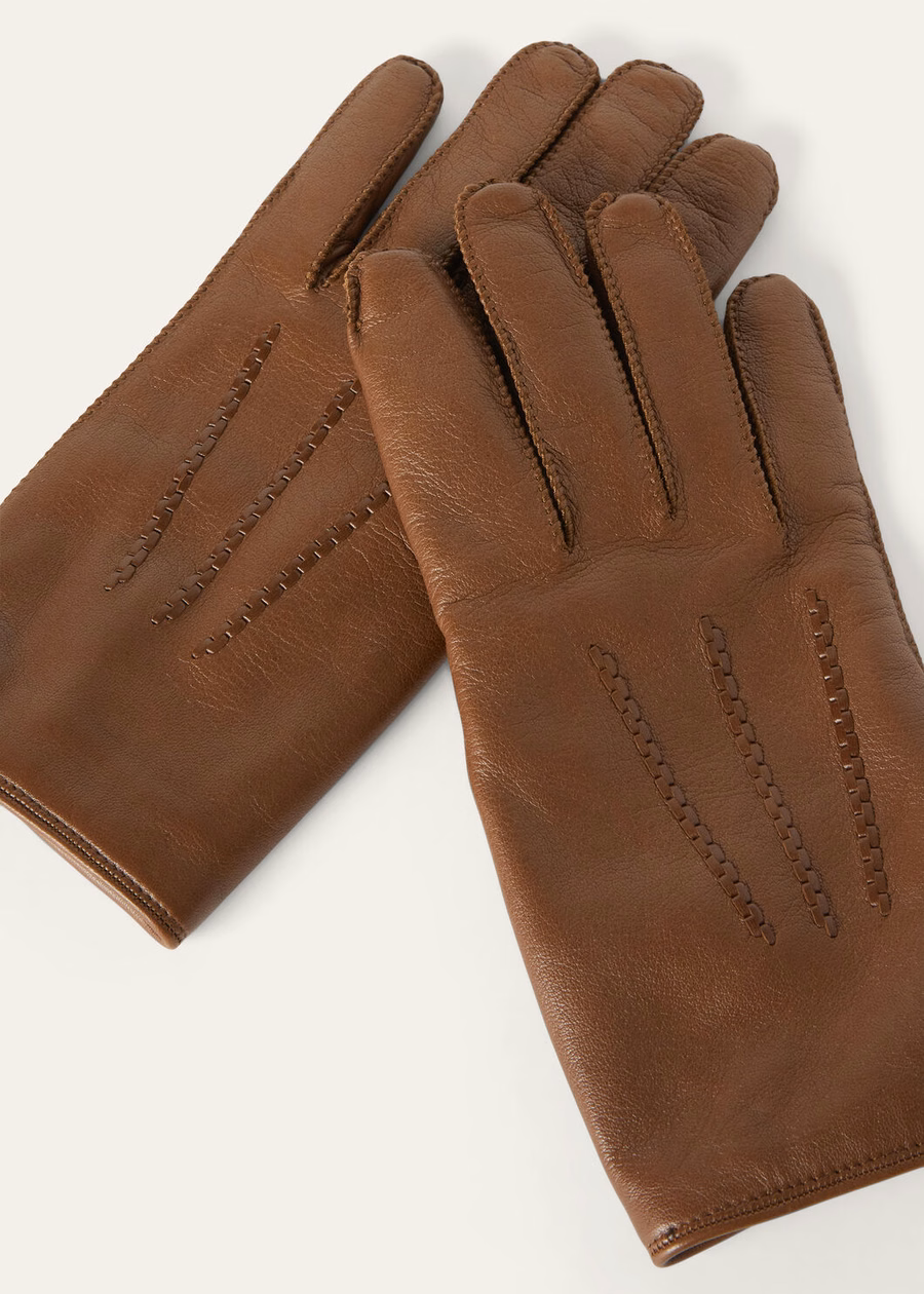 Johnsen handschoenen van lamsleer met gebrande oker.