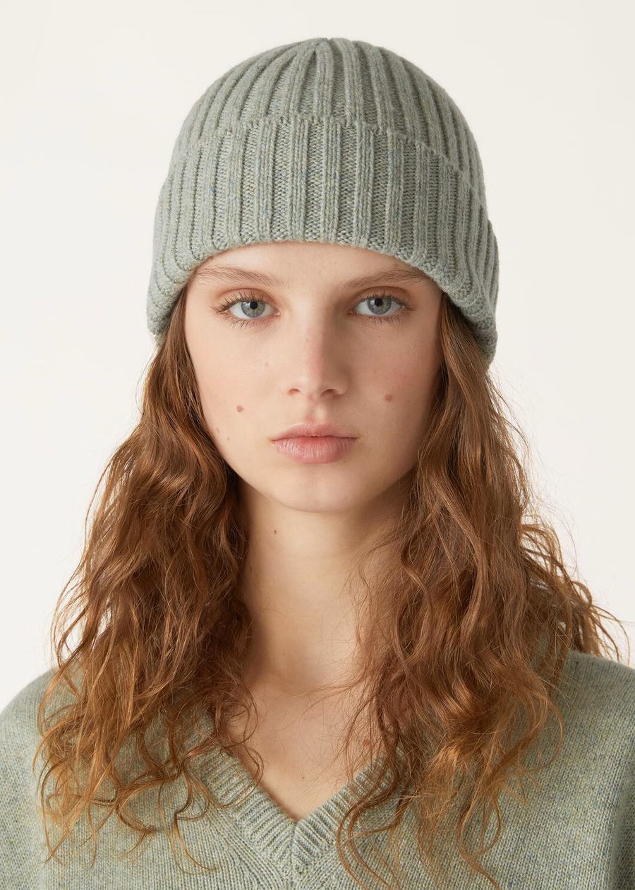 Loro Beanie Cashmere Light Goat Trellis Melange