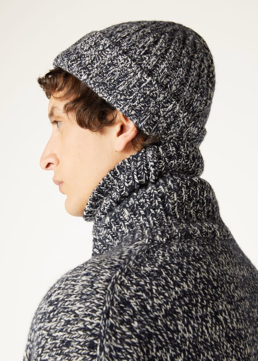 Alagna Beanie Kasjmier Nougat/Nachtblauw Melange
