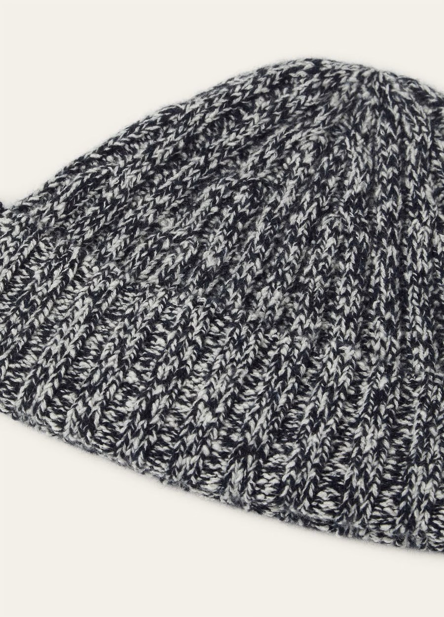 Alagna Beanie Kasjmier Nougat/Nachtblauw Melange