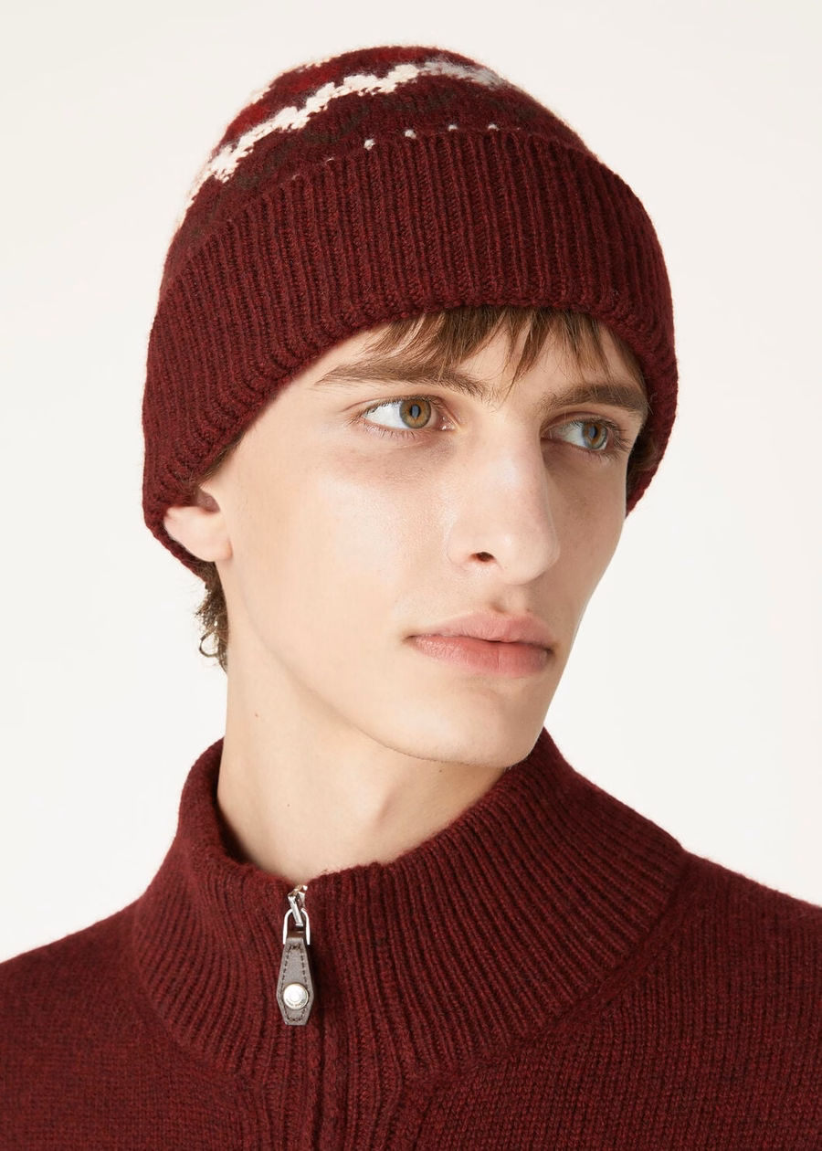 Alpe Pile Beanie Kasjmier Bordeaux Melange/Helder Karmijnrood