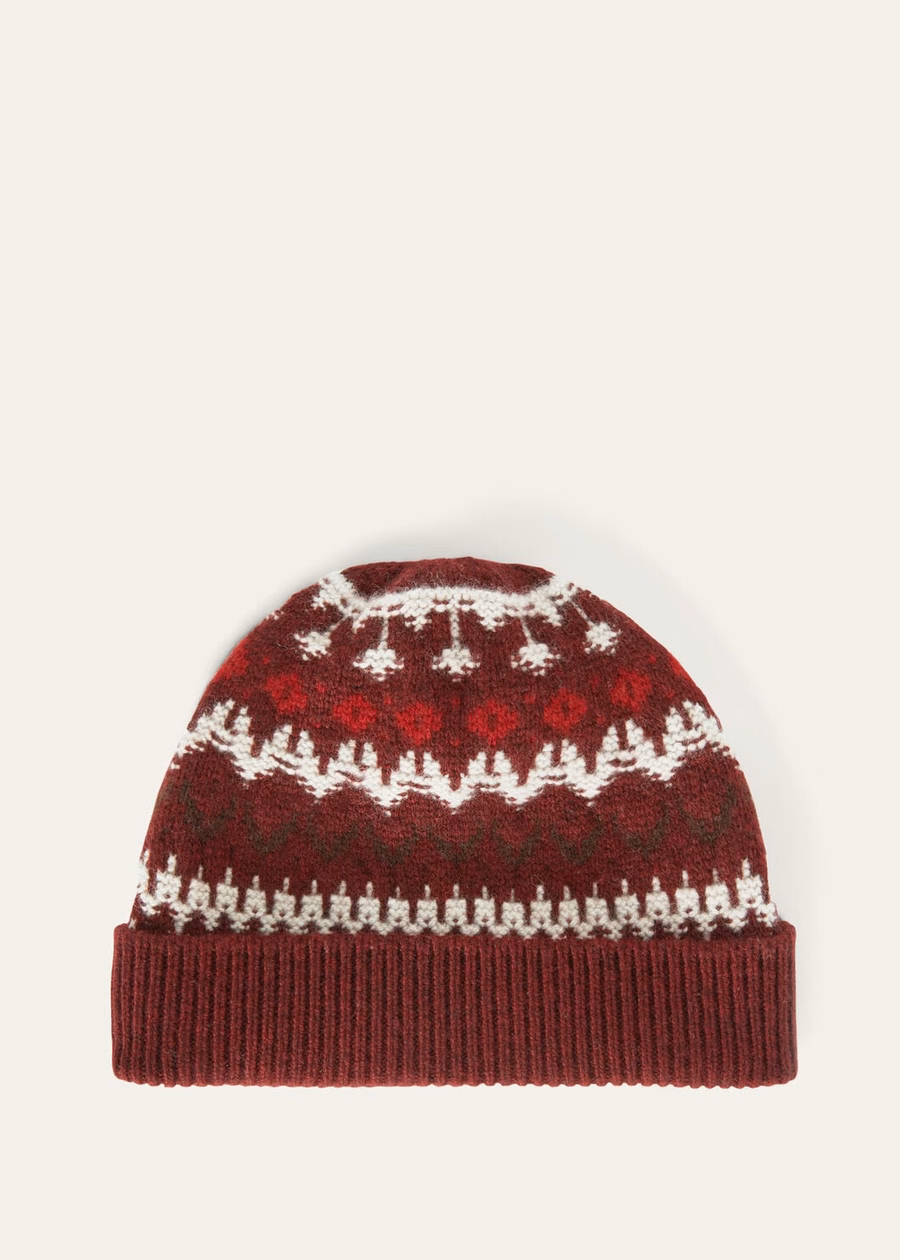 Alpe Pile Beanie Kasjmier Bordeaux Melange/Helder Karmijnrood