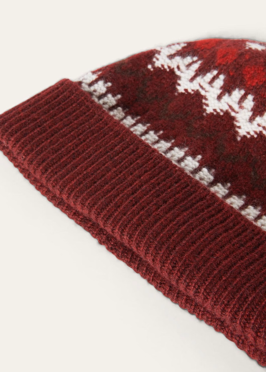 Alpe Pile Beanie Kasjmier Bordeaux Melange/Helder Karmijnrood