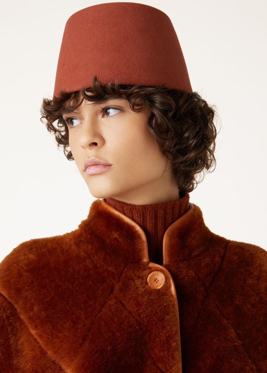jasmine hat konijnenbont terracotta oranje
