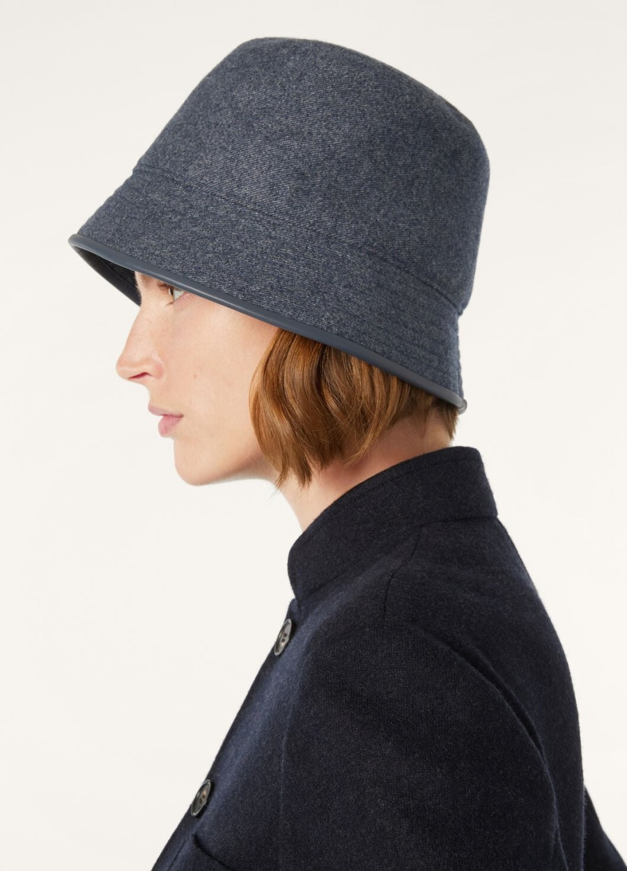tina bucket hat van kasjmier scheerwol blauw-gunny glas melange