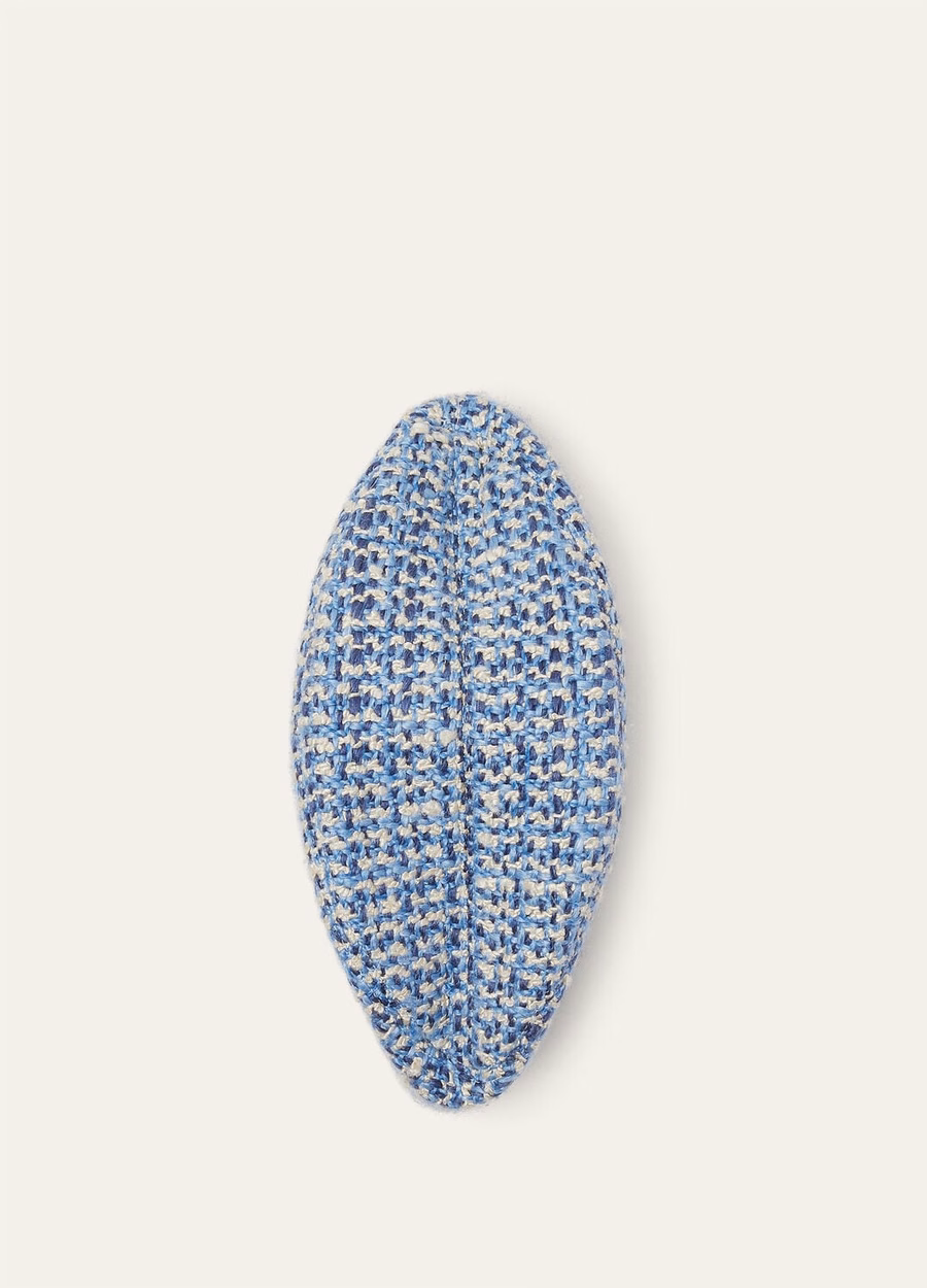 Margaret-hoed van zijden scheerwol in blauwe stof