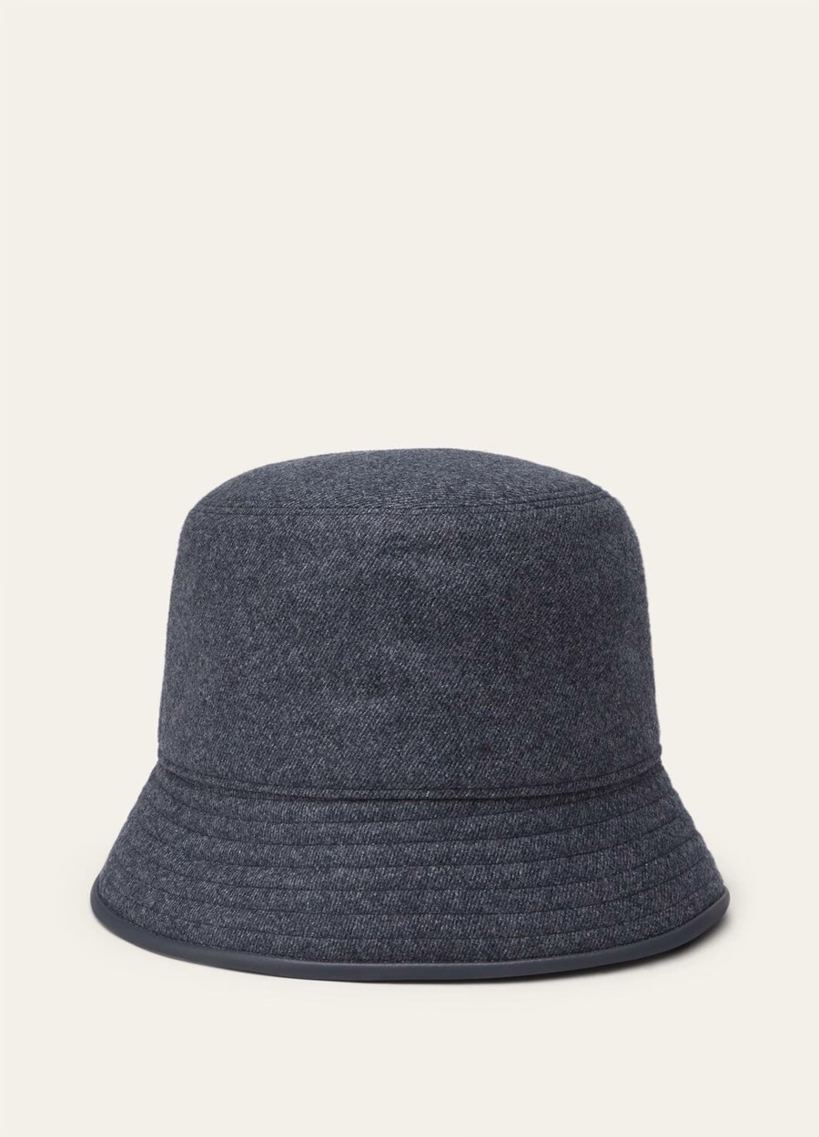 Tina bucket hat van kasjmier, scheerwol, blauw-gunny glas melange
