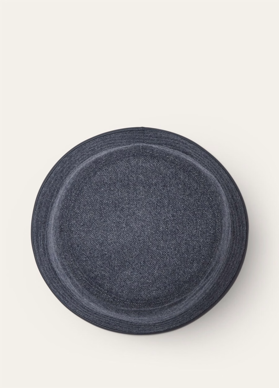 Tina bucket hat van kasjmier, scheerwol, blauw-gunny glas melange