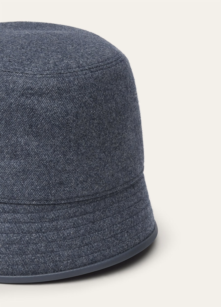 Tina bucket hat van kasjmier, scheerwol, blauw-gunny glas melange