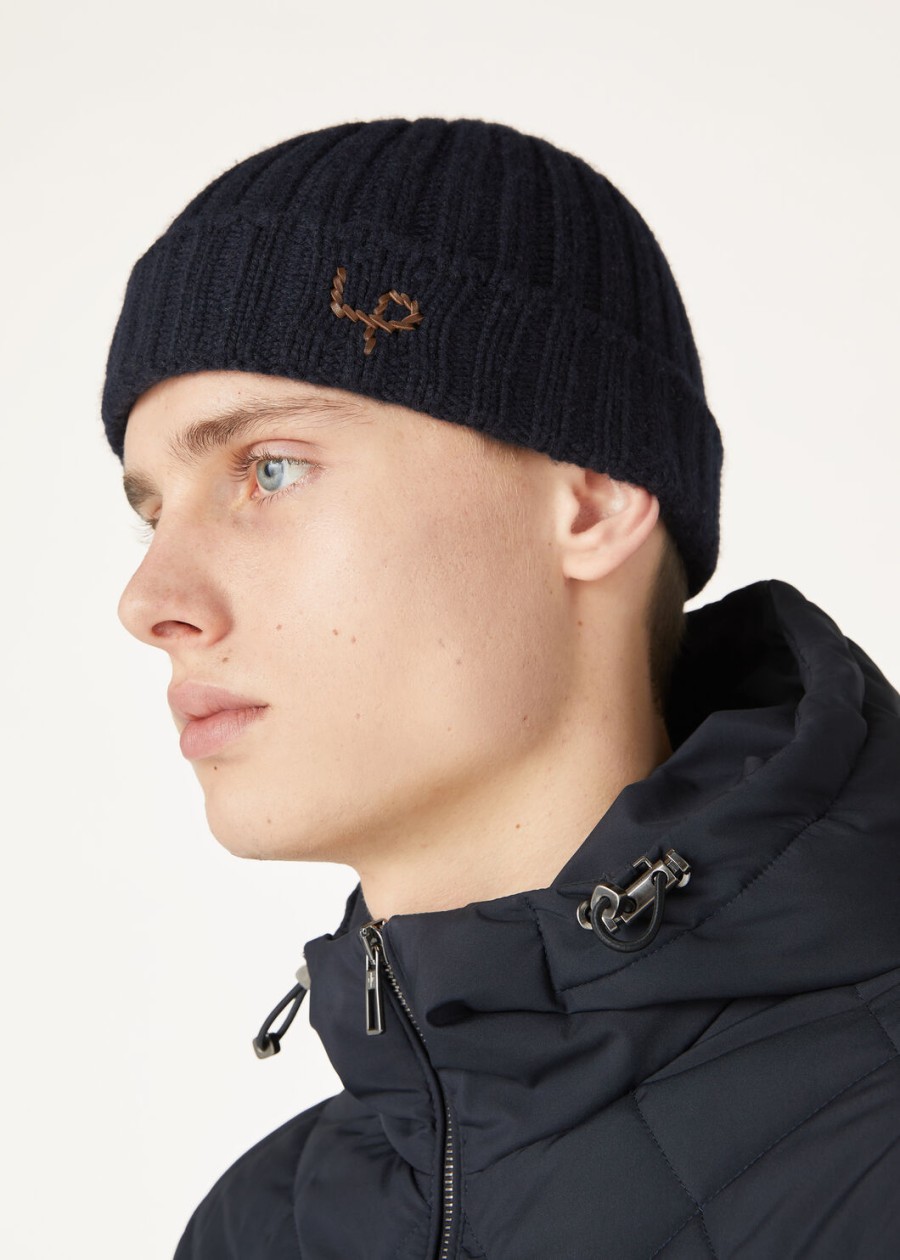 lp beanie kasjmier marineblauw