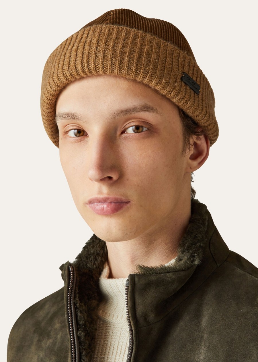highlander kasjmier katoenen beanie camel