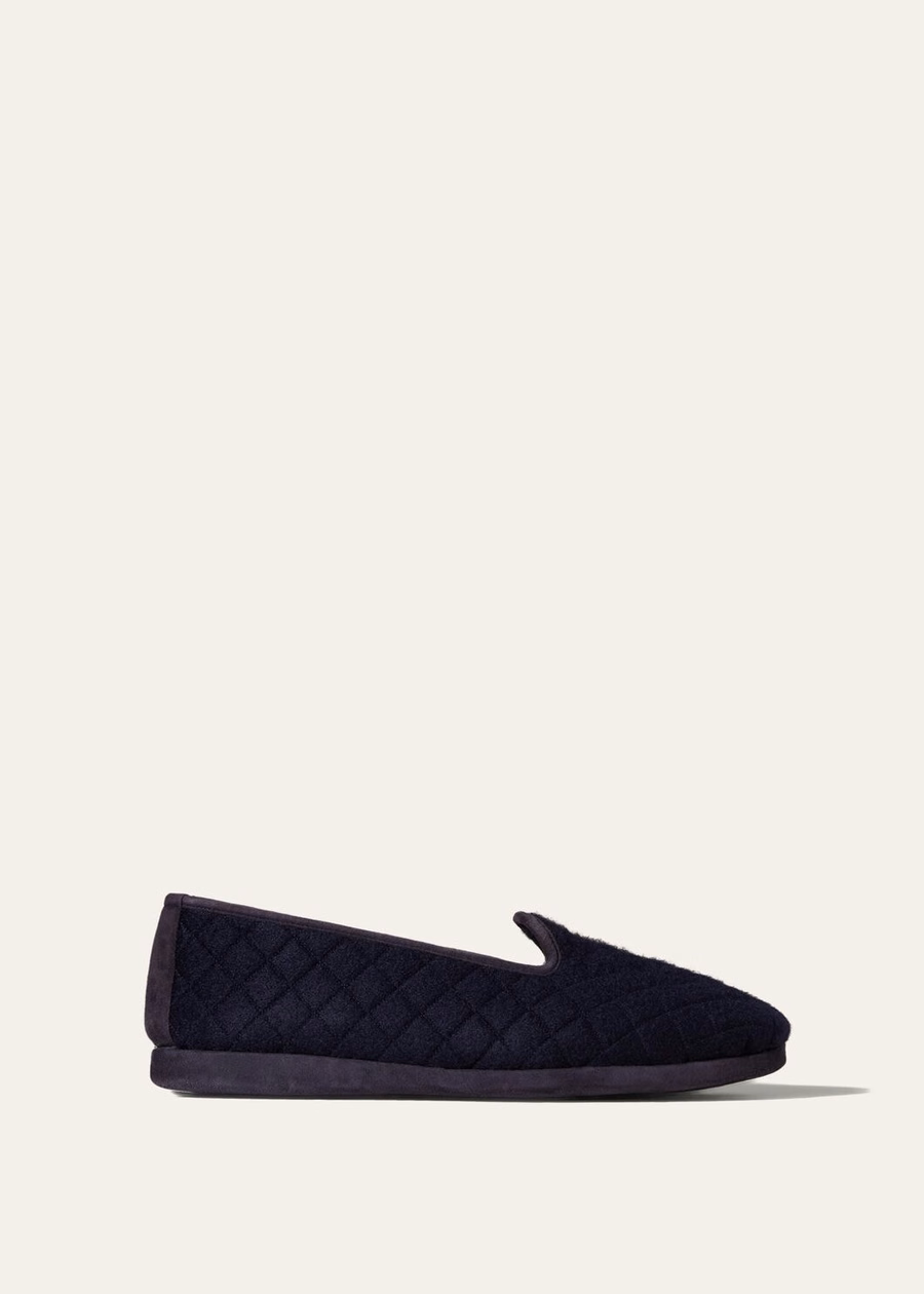 Marineblauwe kasjmier klassieke slippers