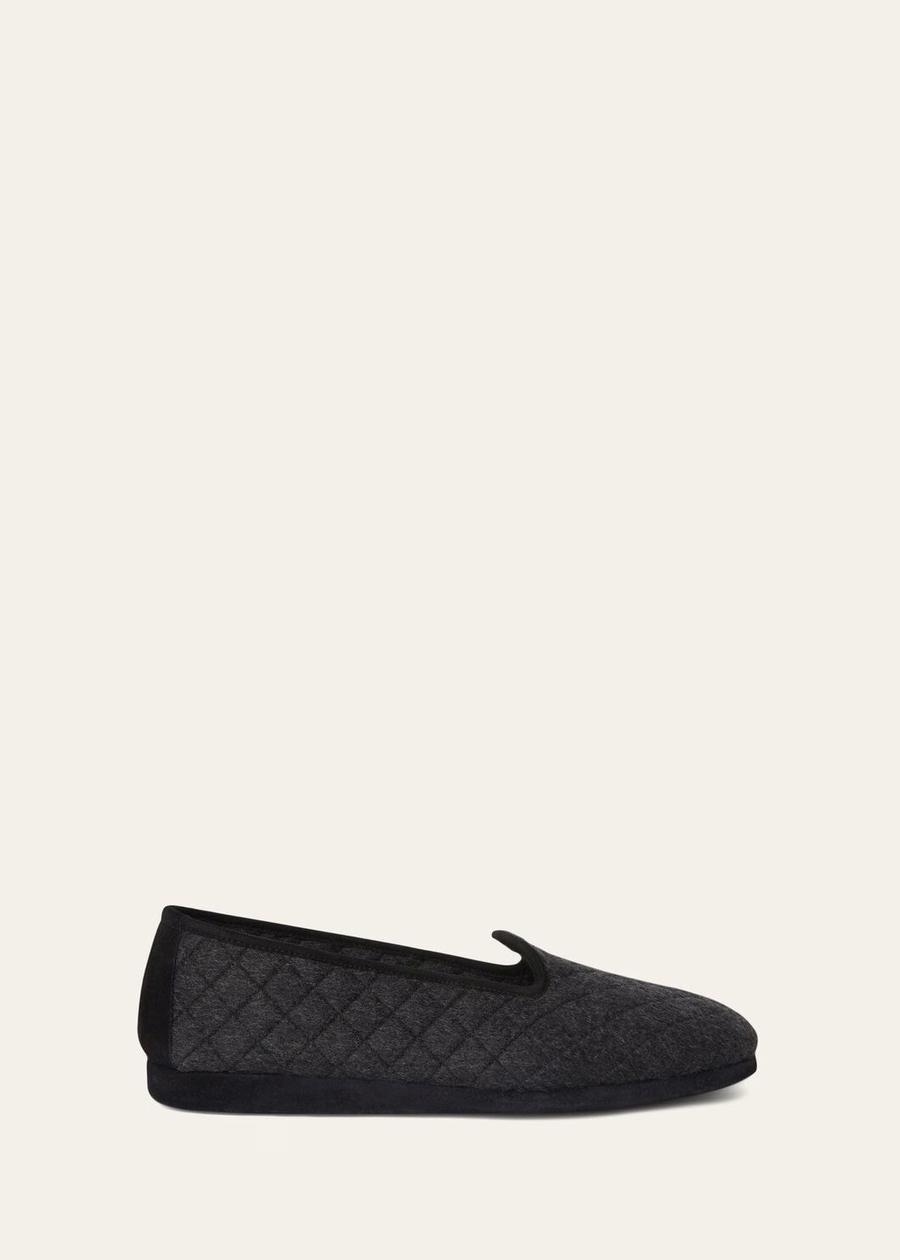 Klassieke kasjmier slippers in antracietkleur.