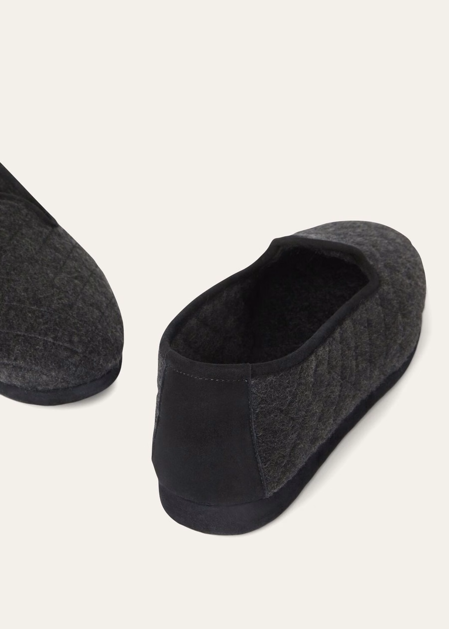 Klassieke kasjmier slippers in antracietkleur.