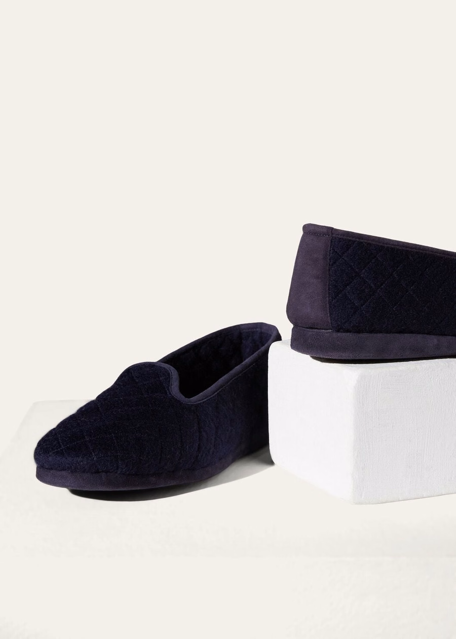 Marineblauwe kasjmier klassieke slippers