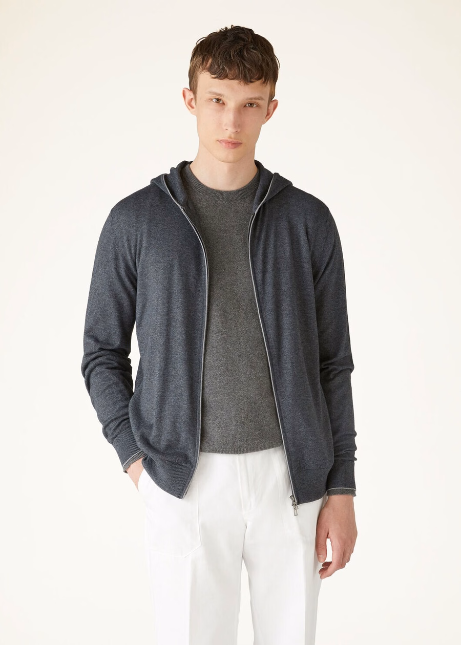 Hood Leisure Bomber Katoen Kasjmier Grijs Melange