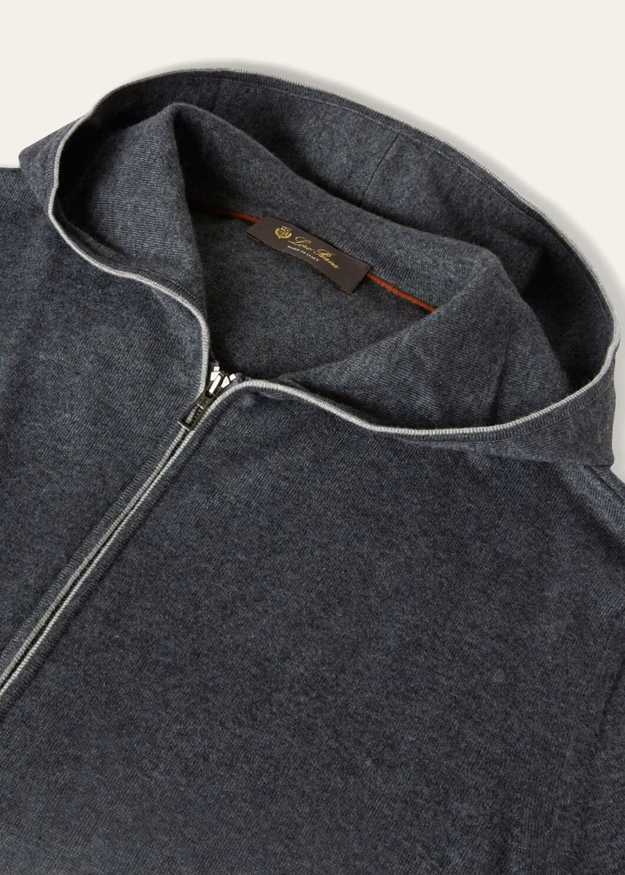 Hood Leisure Bomber Katoen Kasjmier Grijs Melange