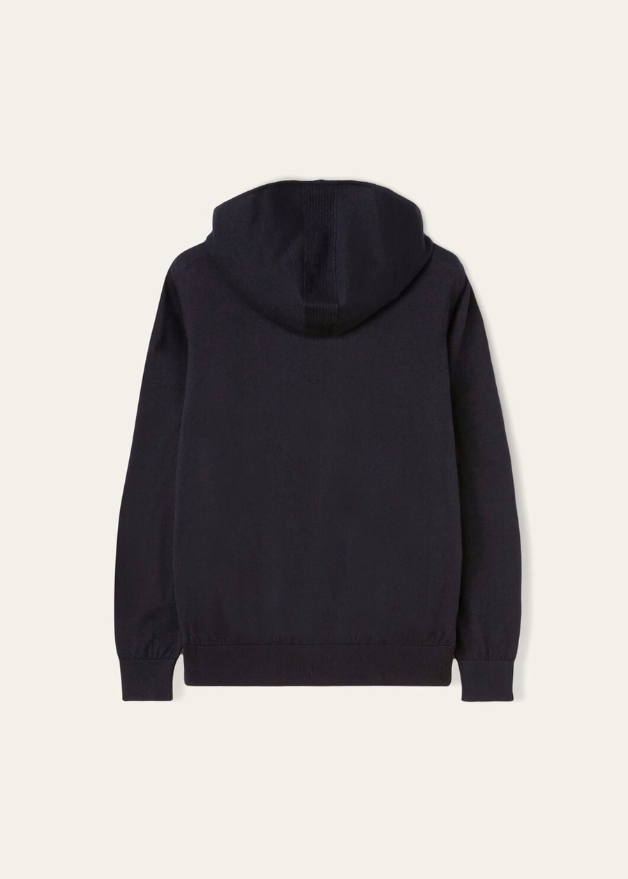Vrijetijds bomberhoodie van katoen en kasjmier in marineblauw