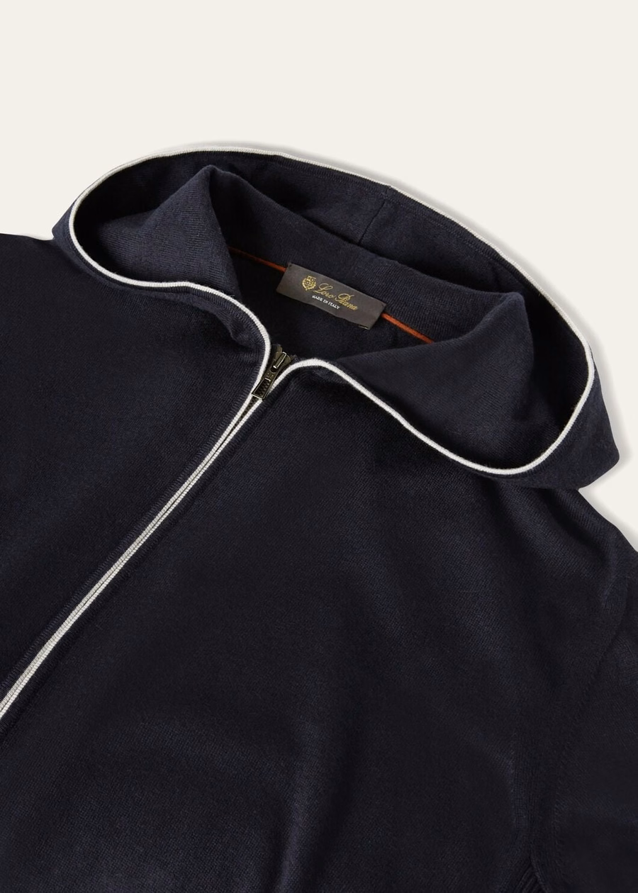 Vrijetijds bomberhoodie van katoen en kasjmier in marineblauw
