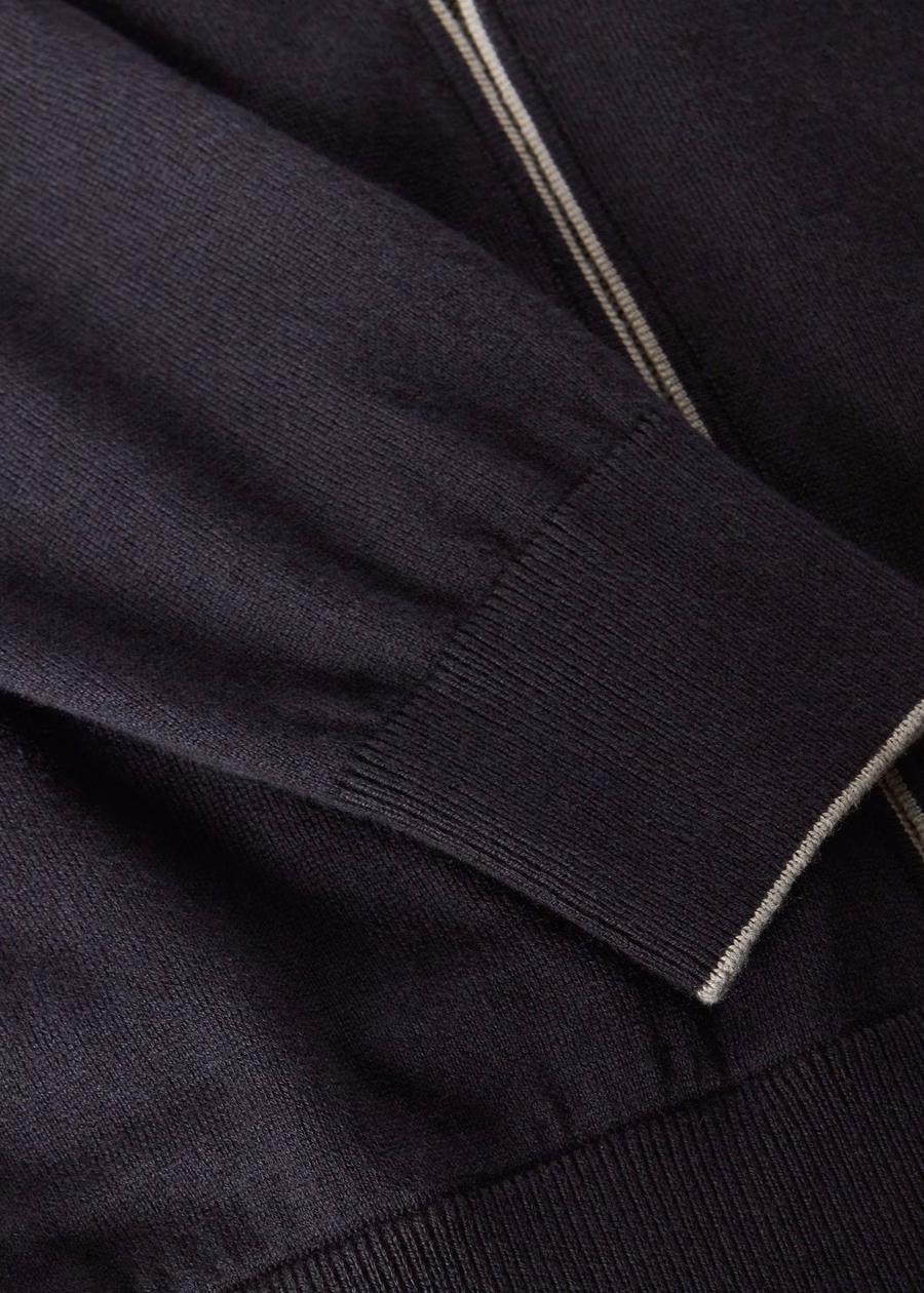 Vrijetijds bomberhoodie van katoen en kasjmier in marineblauw