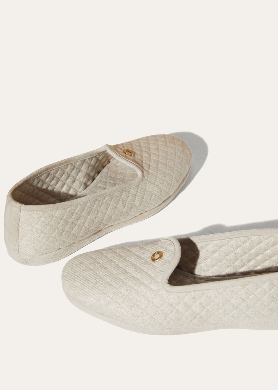 klassieke kasjmier slippers naturel melange