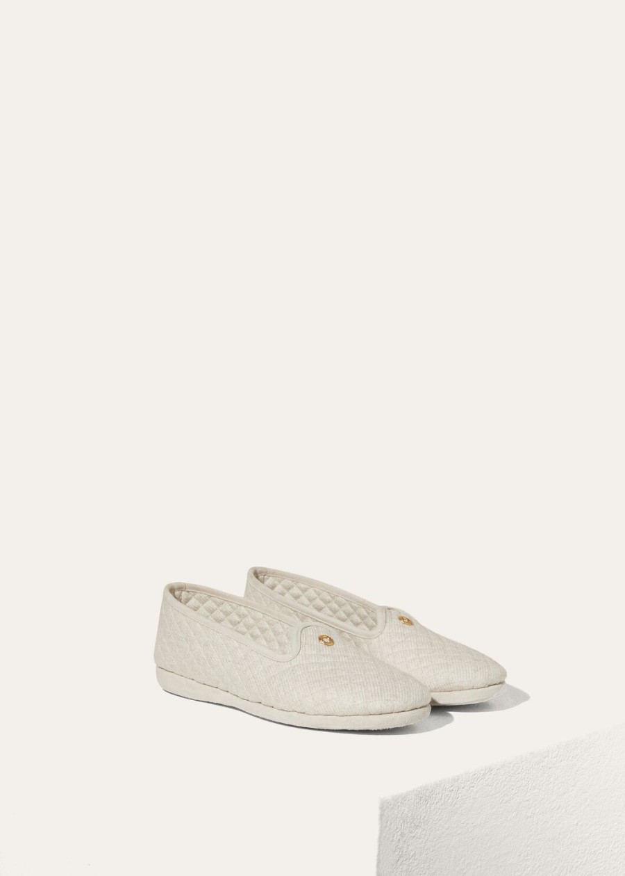 klassieke kasjmier slippers naturel melange