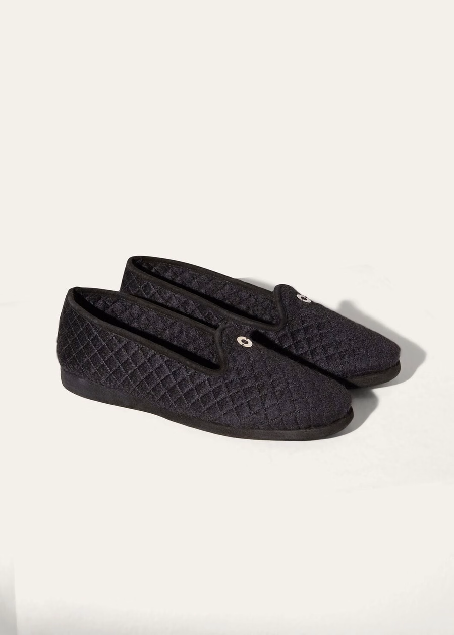 Klassieke zwarte kasjmier slippers