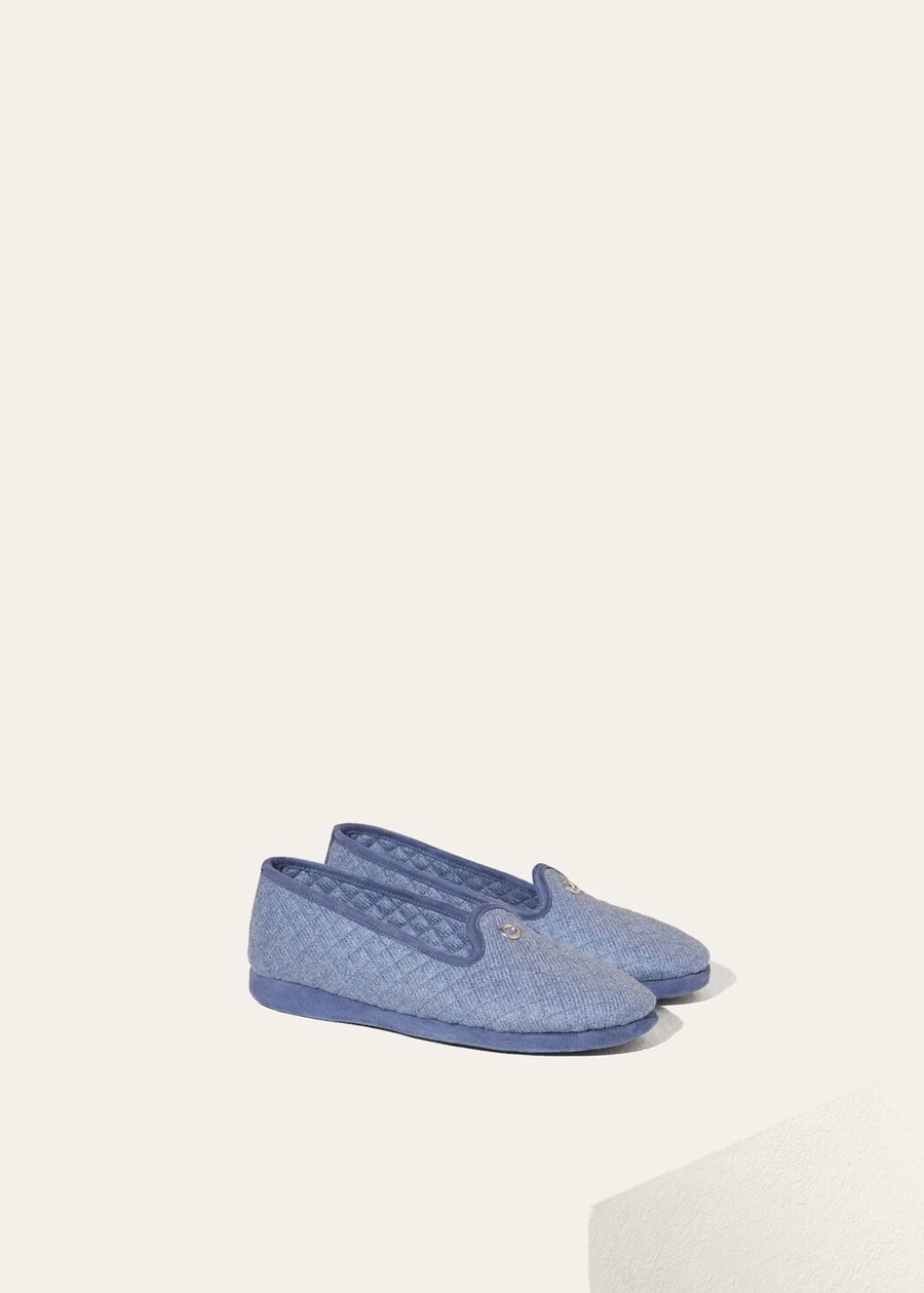 Klassieke kasjmier slippers lichtblauw suikerpapier Mel