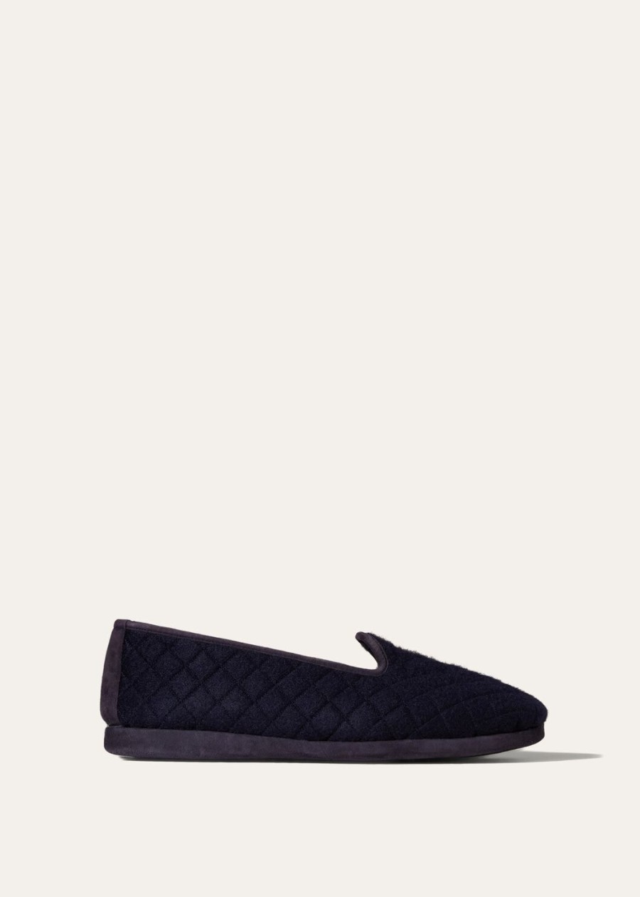 marineblauwe kasjmier klassieke slippers