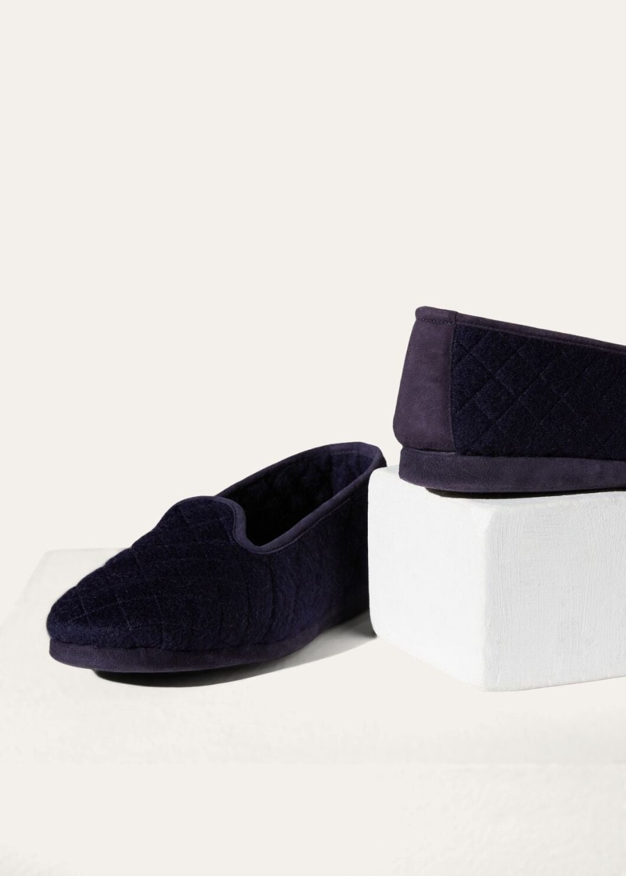 marineblauwe kasjmier klassieke slippers