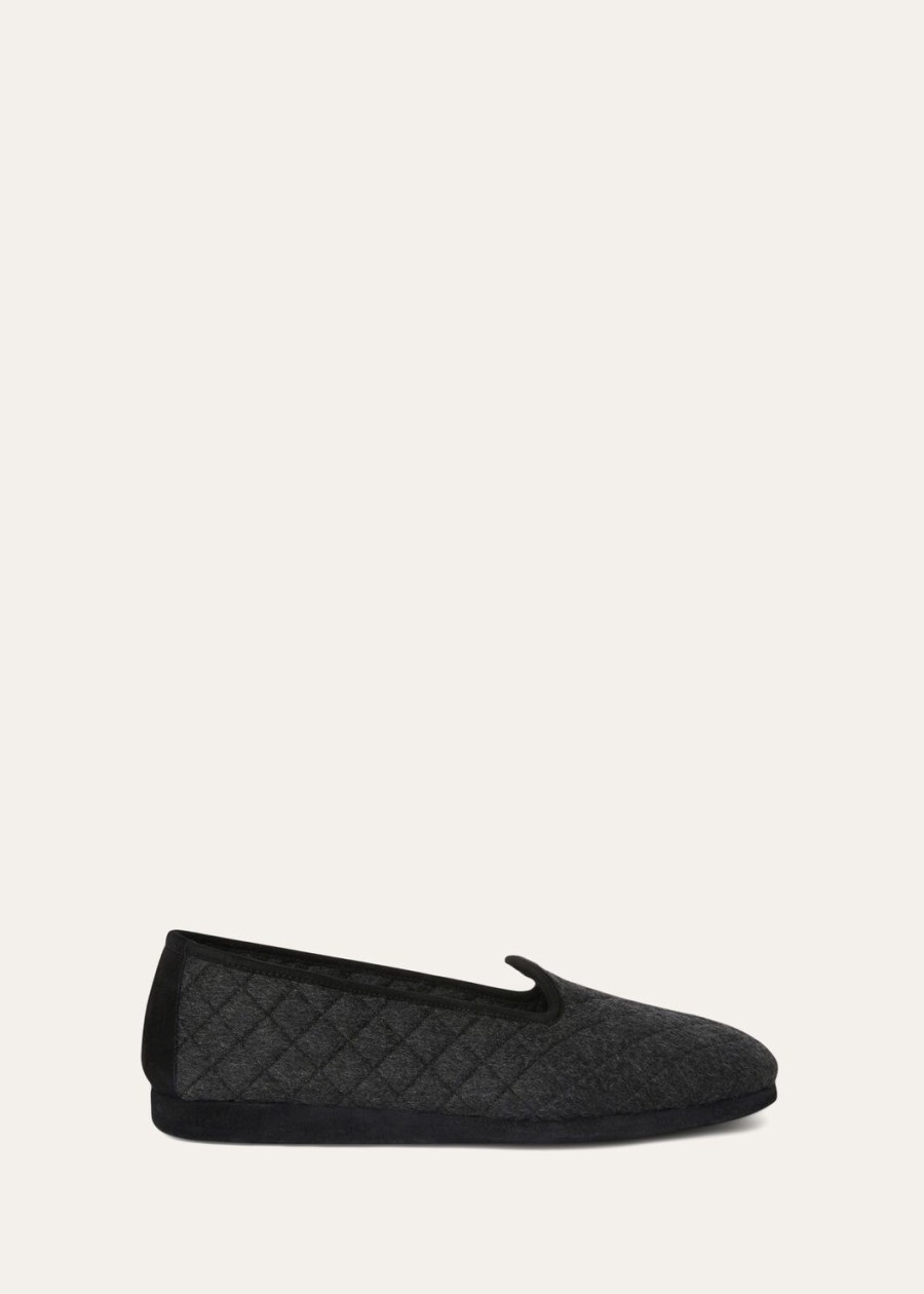 klassieke kasjmier slippers in antracietkleur.