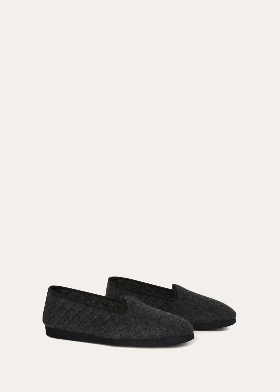 klassieke kasjmier slippers in antracietkleur.