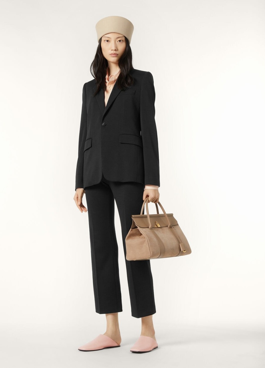 hellen zwarte blazer van scheerwol