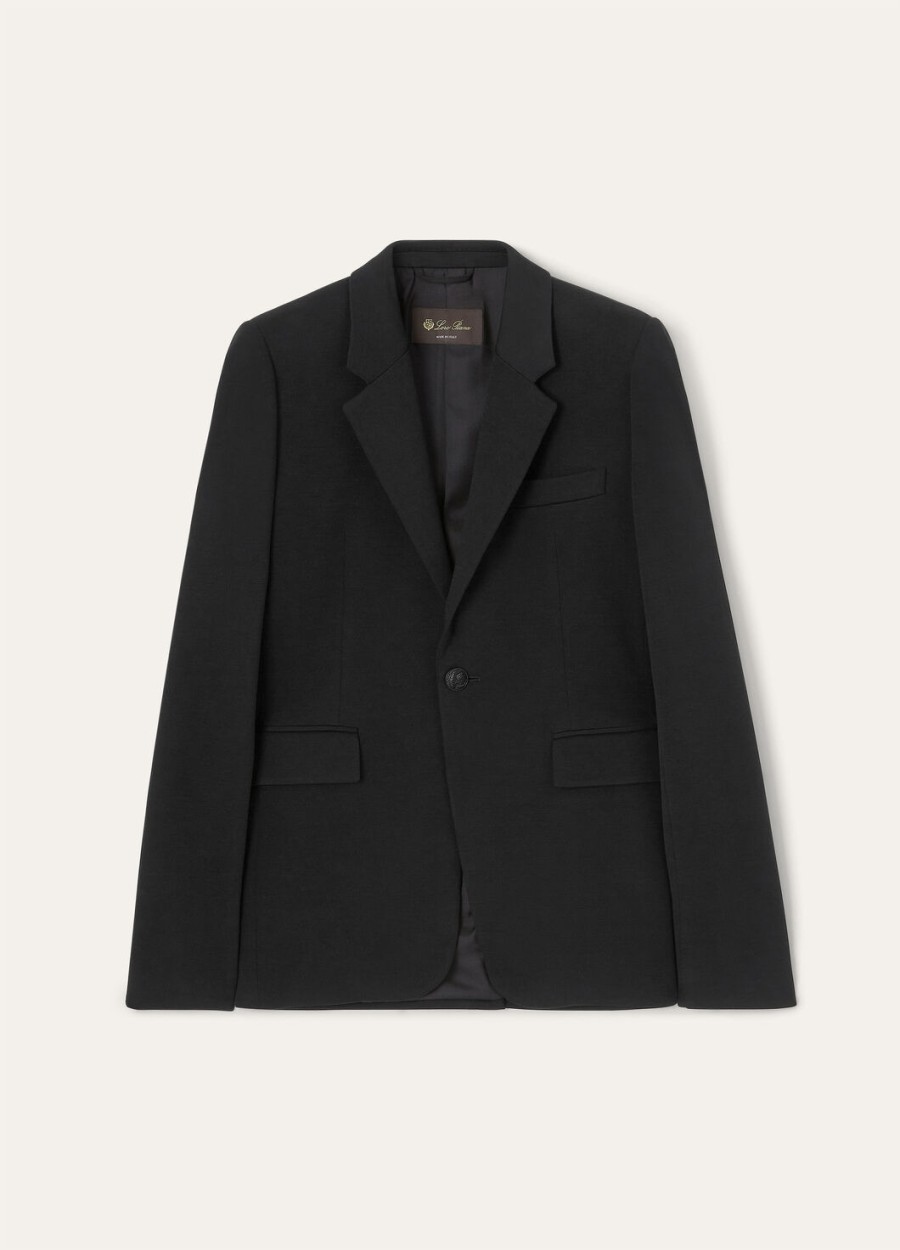 hellen zwarte blazer van scheerwol