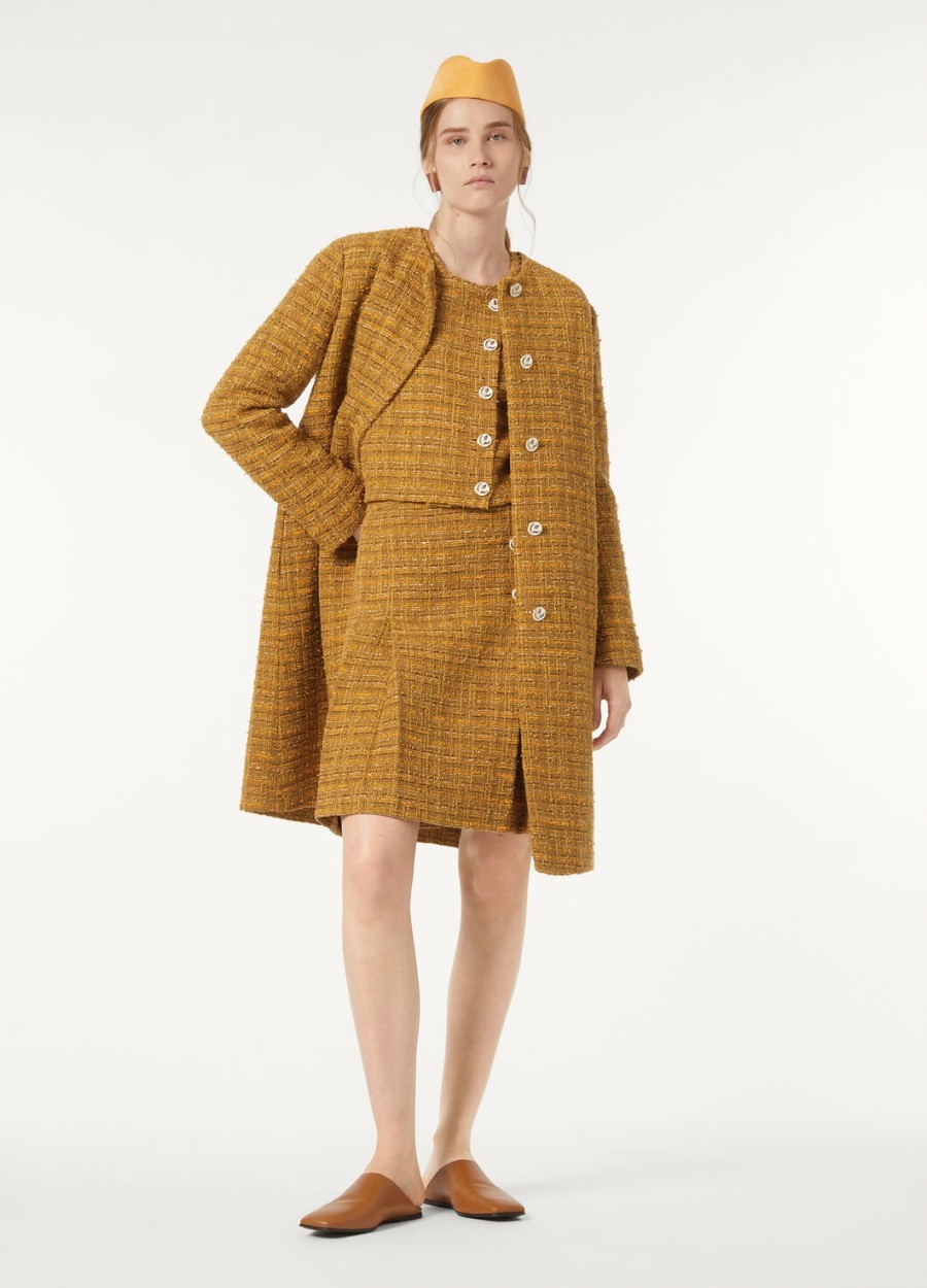 adele katoenen mohair wollen jas in groen-oranje papaver tweed