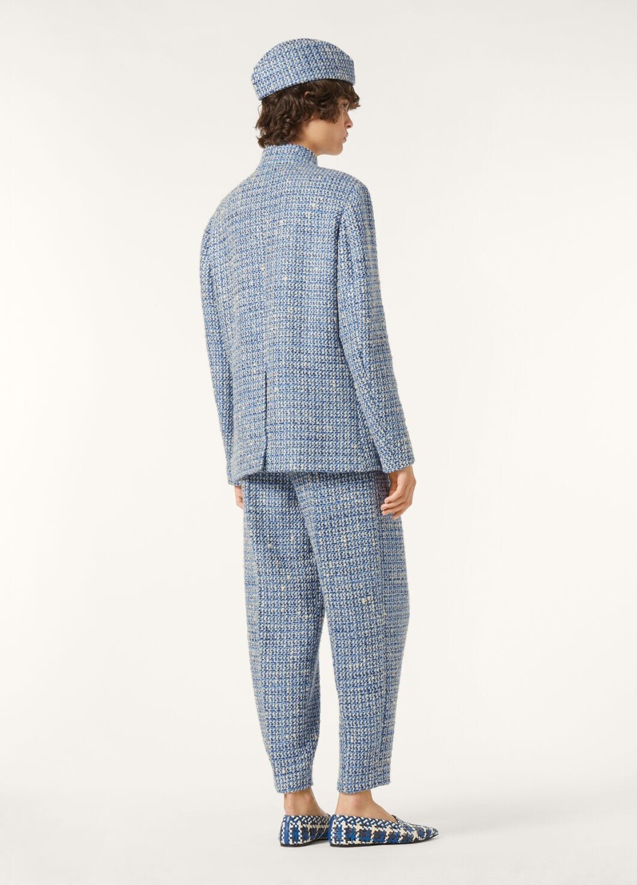 spagna-jas van zijden scheerwol in blauwe stof